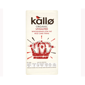 12 x Kallo Organic Rice Cakes Unsalted (No Salt) 130g thin square