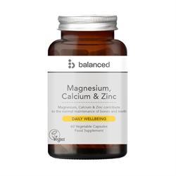 Balanced Magnesium  Calcium & Zinc 60 Veggie Caps - Reusable Bottle 60 capsule