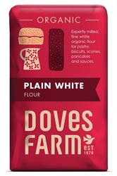 Pack of 5 Doves Organic Plain White Unbleached Flour 1kg