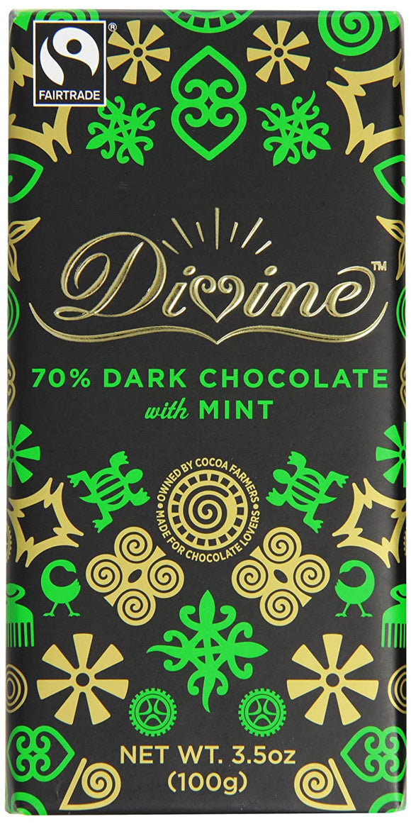 DIVINE CHOCOLATE FAIR TRADE Dark Chocolate with Mint 100g