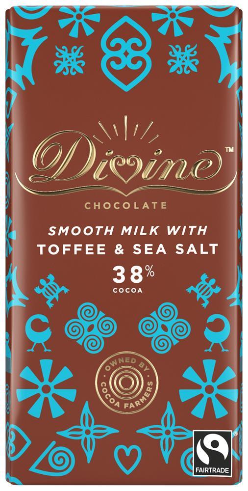 DIVINE MILK Chocolate with TOFFEE & SEA SALT 38% 90g