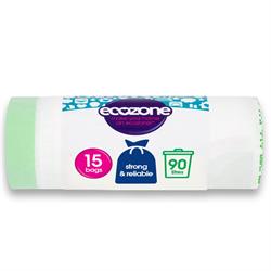 EcoZone Biodegradable Bin Liners 15 bags 90 litres tie tape handles