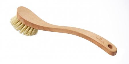 Wooden dish brush beechwood curved handle tampico bristles