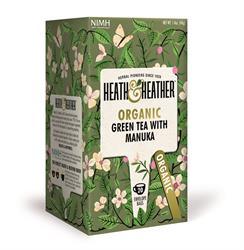 Heath & Heather Organic Green Tea with Manuka 20 envelope bags 40g