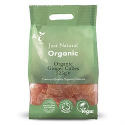 Just Natural Organic Crystalised Ginger Cubes with Raw Cane Sugar dried fruit (choose size)