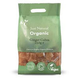 Just Natural Organic Crystalised Ginger Cubes with Raw Cane Sugar dried fruit (choose size)