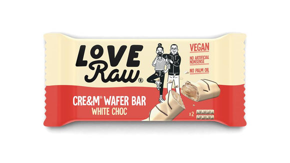 Love Raw Cream Filled Wafer Bar White Choc 45g (2 x 22.5g) Vegan Chocolate Bar