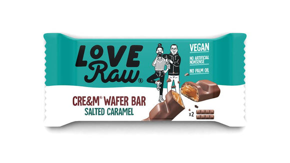 Love Raw Cream Filled Wafer Bar Salted Caramel 45g (2 x 22.5g) Vegan Chocolate Bar
