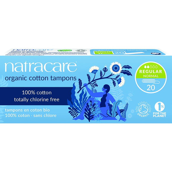 NatraCare Organic Cotton Tampons (non applicator) Pack of 20 Chlorine & Perfume Free