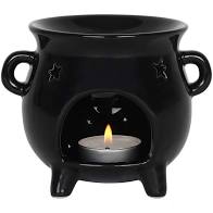 Star and Moon Black Cauldron Oil Burner