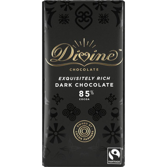 DIVINE CHOCOLATE FAIR TRADE 85% Dark Chocolate 100g