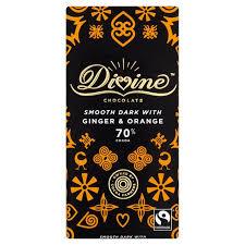DIVINE Dark Chocolate with ginger and orange 70% 90g