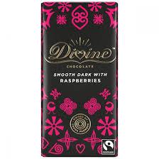 DIVINE Dark Chocolate with RASPBERRIES 70% 90g