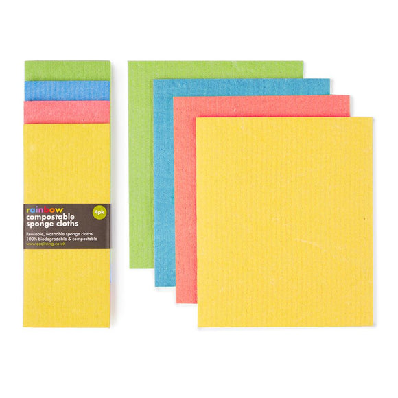 Rainbow compostable sponge cloths 4 pack