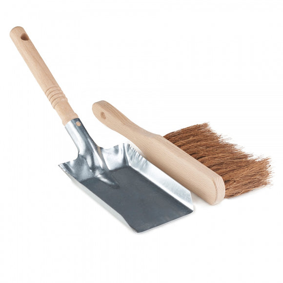 Dustpan and Brush Set - sustainable beech wood, metal and natural coir. 100% plastic-free
