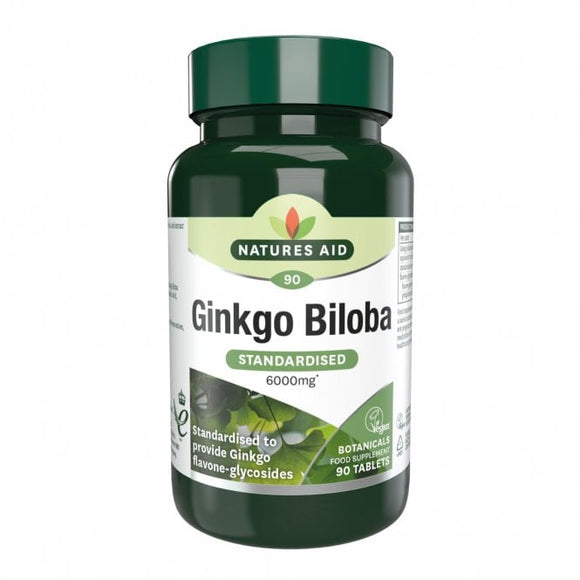 Natures Aid Ginkgo Biloba 120mg (6000mg equiv) 90 Tablets
